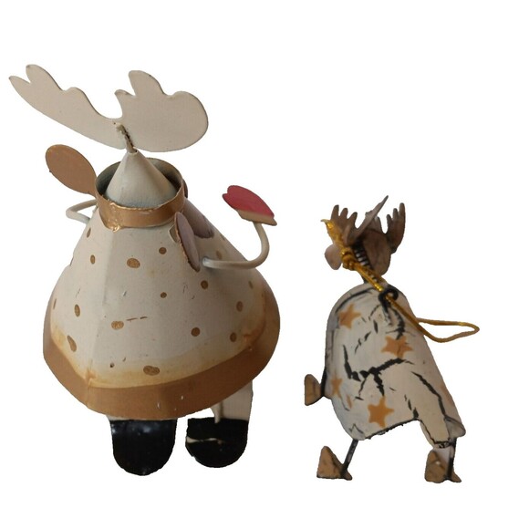 Metal & Wood Dangling Christmas Ornaments 4-PCS Bundle Holiday Tree Decorations - Picture 5 of 10